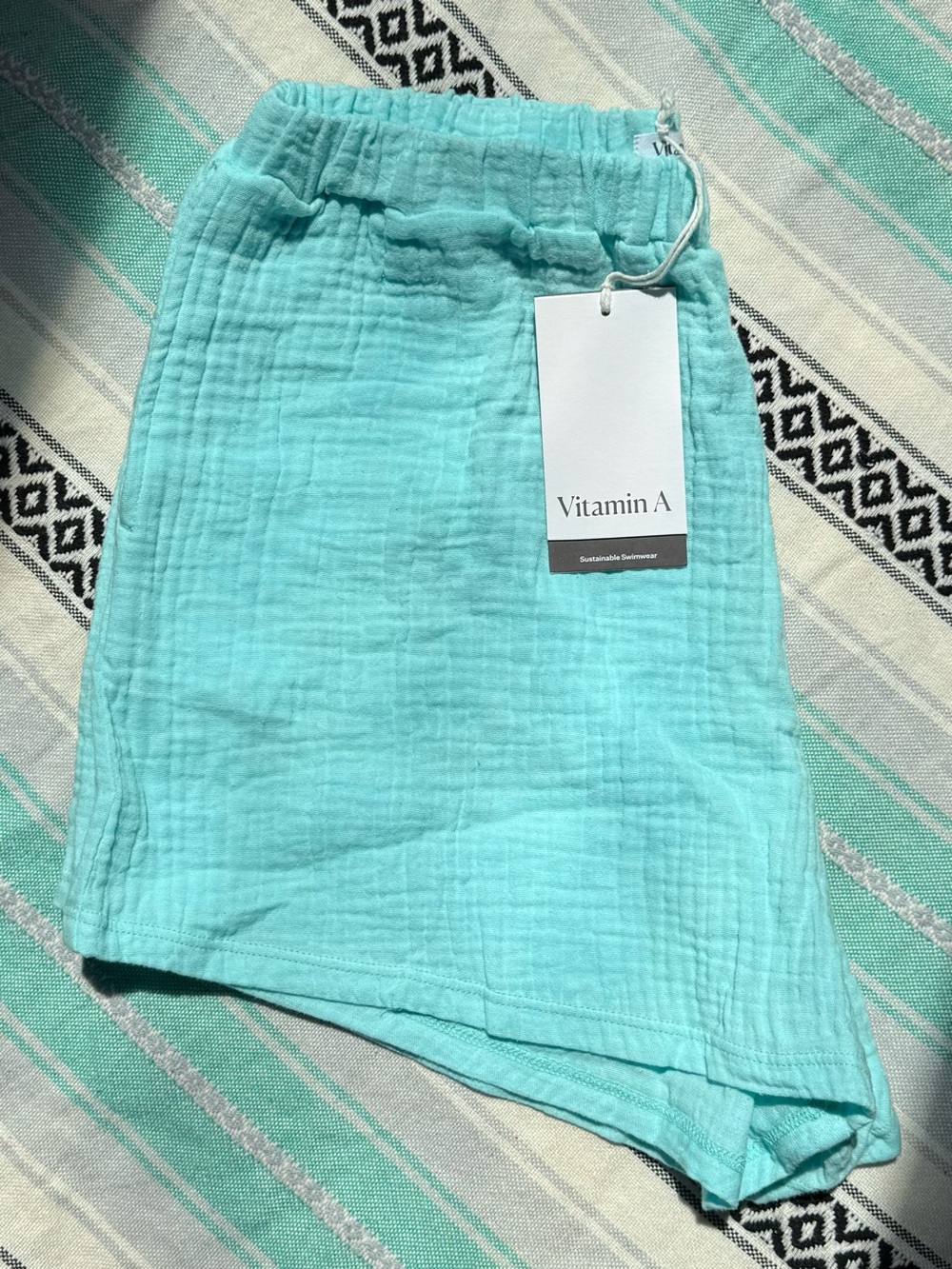 Vitamin A Turquoise Gauze Shorts with Pockets, 100% Cotton NWT